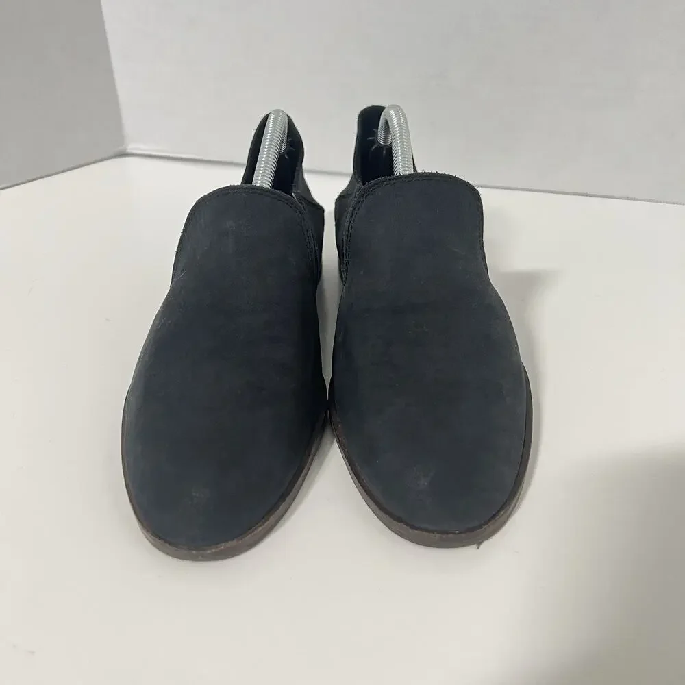 Lucky Brand Womens Loafers Shoes Size 7 Cahill Black Nubuck Leather Slip On